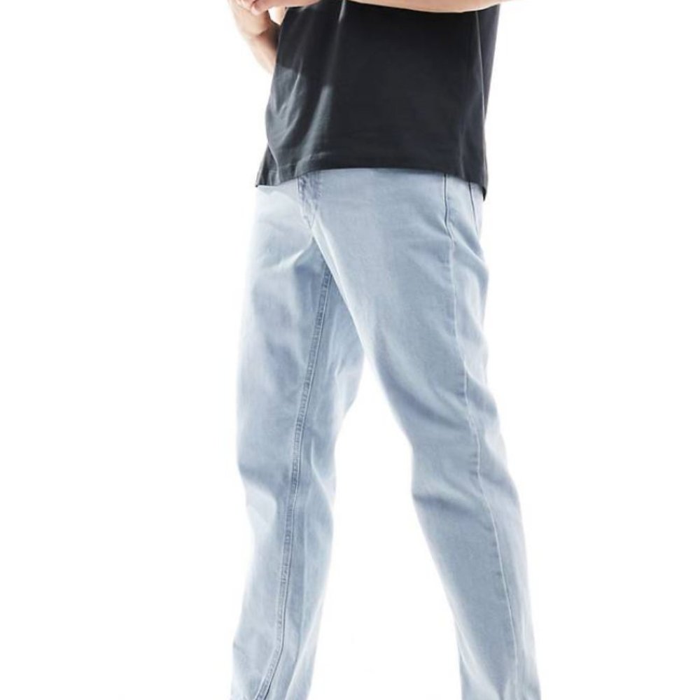 ASOS DESIGN classic cropped rigid jeans in light stone wash blue